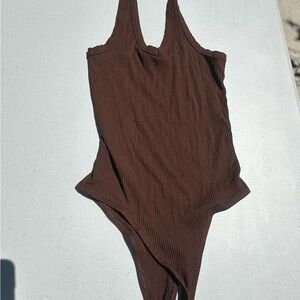 Fashion Nova Chocolate Ribbed Bodysuit